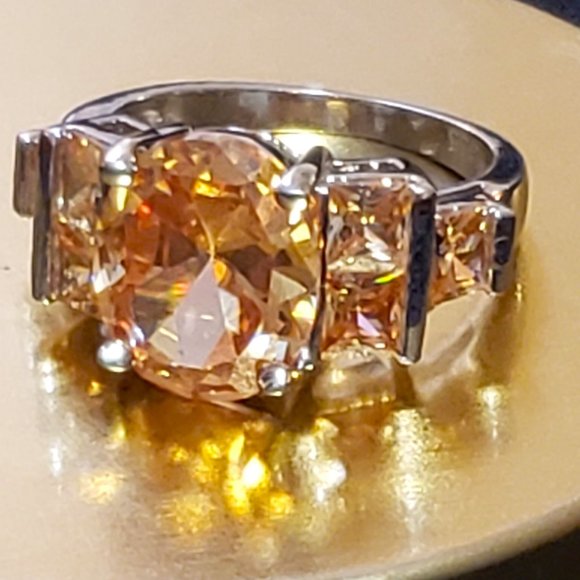STERLING SILVER 925 CITRINE RING SIZE: 7 - Picture 1 of 6